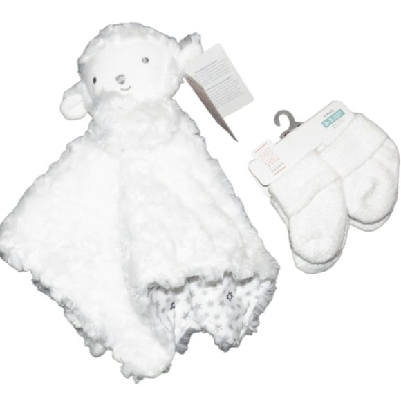 CARTER'S Just One You Baby Security Blanket White Lamb Sheep Plush Lovey Stars - Picture 1 of 8